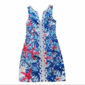Lilly Pulitzer Size 0 She Shells Janice Shift Dress w/Lace Excellent Condition